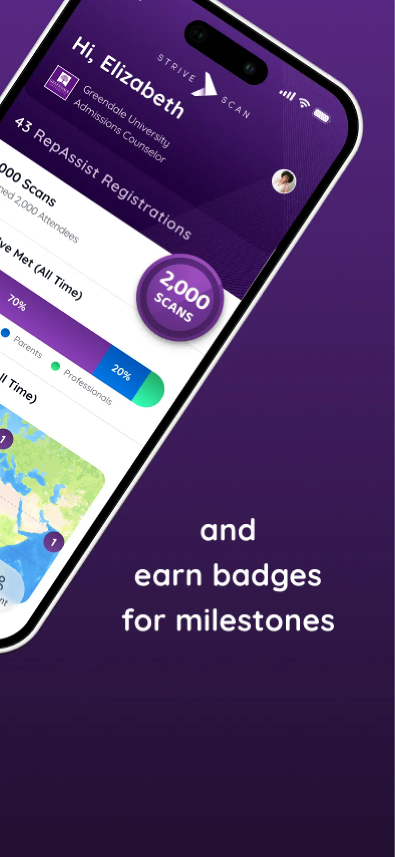 And earn badges for milestones — StriveScan 2,000 scans badge